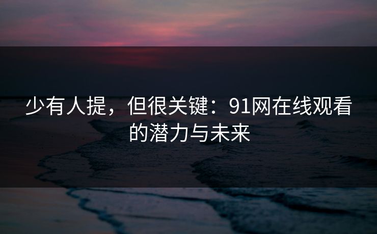 少有人提，但很关键：91网在线观看的潜力与未来