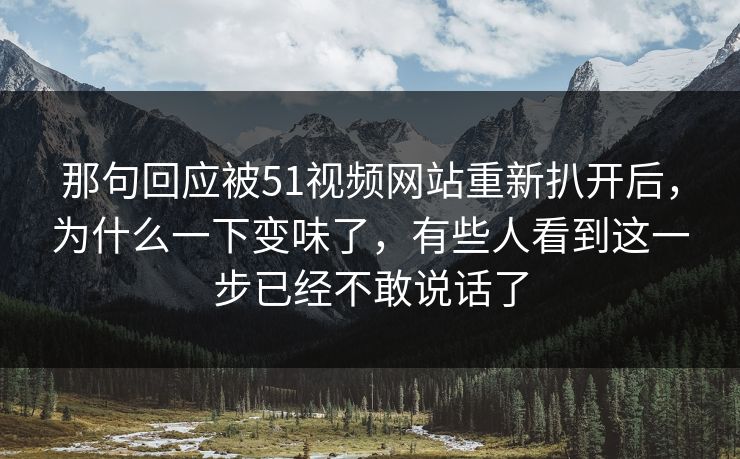 那句回应被51视频网站重新扒开后，为什么一下变味了，有些人看到这一步已经不敢说话了